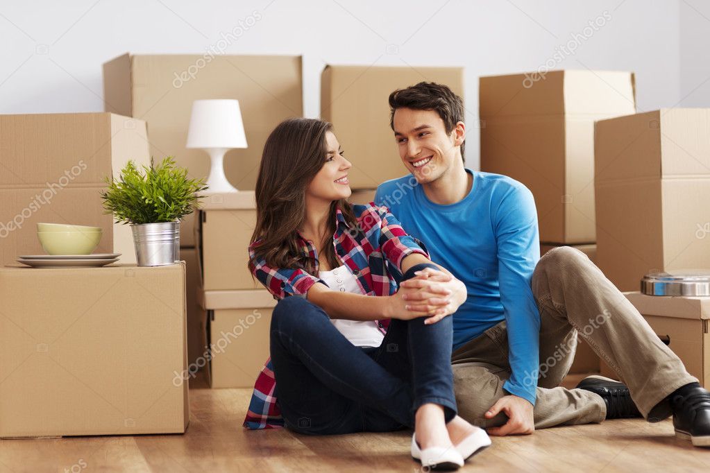 Couple packing their stuff